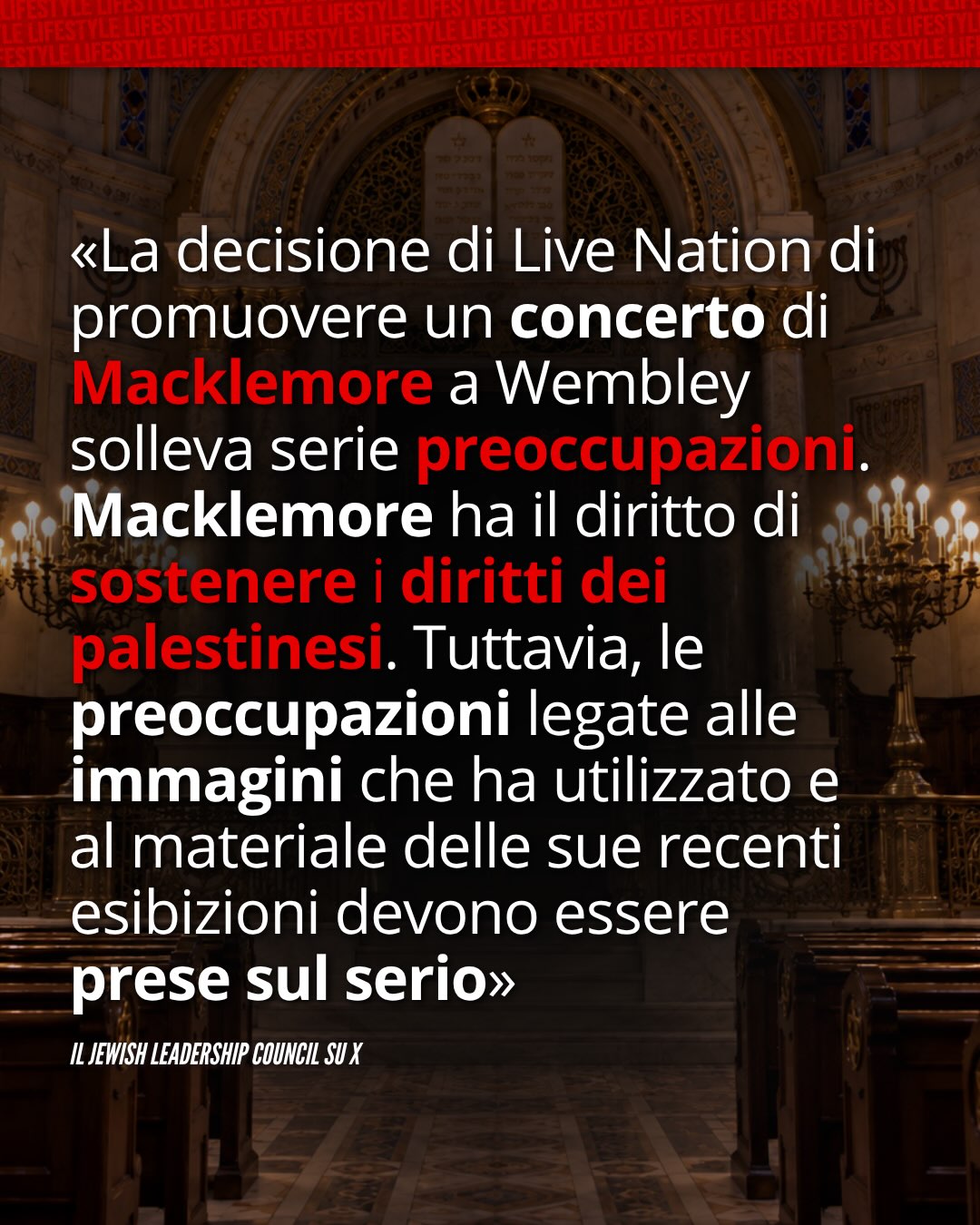 LA COMUNITÀ EBRAICA BRITANNICA HA ESPRESSO PREOCCUPAZIONE PER IL CONCERTO "FREE PALESTINE" DI MACKLEMORE A LONDRA — 2